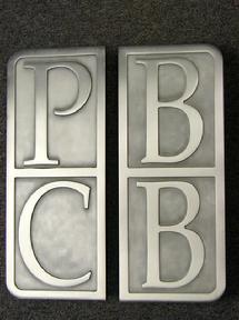 Palm Beach Community bank Custom Logo door handles, logo door pulls, custom logo pulls