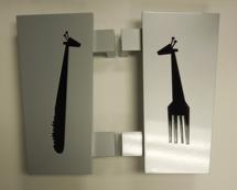 Logo door handles for Giraffas restaurant, logo pulls, logo handles