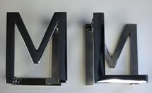 back to back mounted letter pulls
