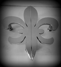 FLEUR D'LYS POLISHED STAINLESS DOOR PULLS, POLISHED STAINLESS DOOR HANDLES, FLEURD'LIS DOOR HANDLES, CUSTOM DOOR HANDLES
