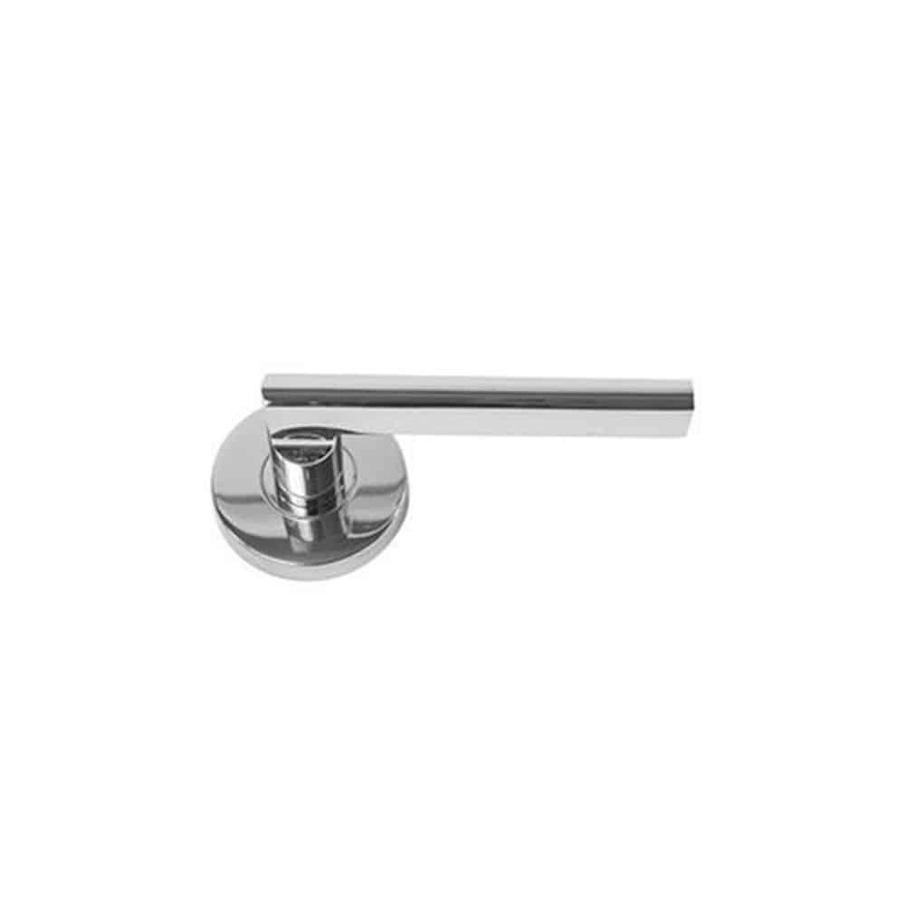Elegant silver door handle with a sleek minimalist design