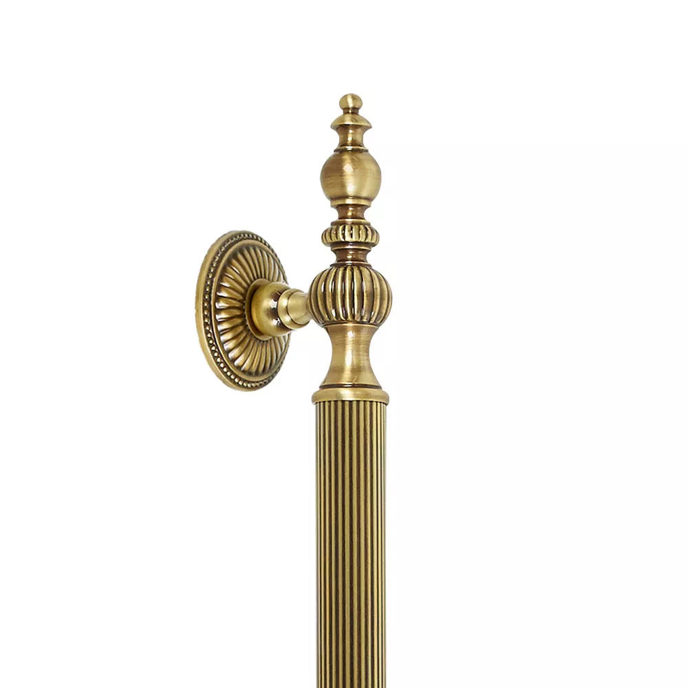 Castle 1 Door Pull - 1 3/16" Tubular Round Reeded Grip with Decorative Finials And Tapered Mounts