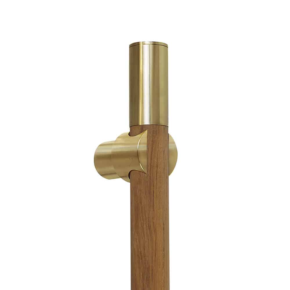 Corteo 150 Door Pull - 1-1/2" Solid Round Wood Grip With Sleeves, Sigma Mounts In Brass