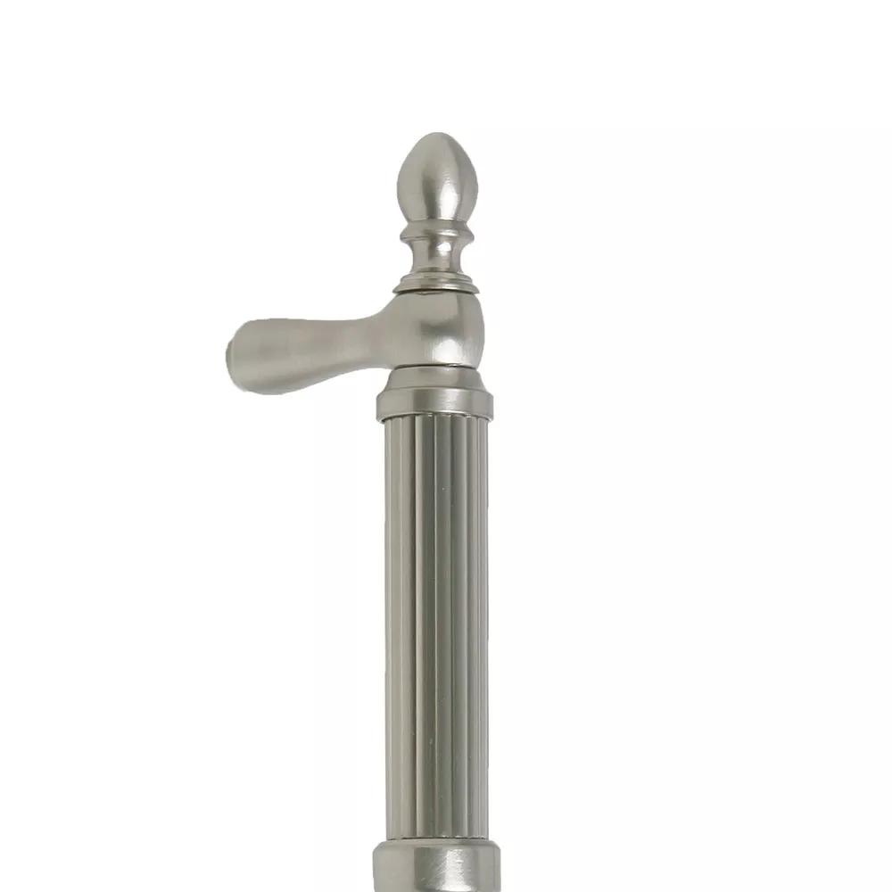Garnet 625 5/8" Tubular Round Reeded Grip With Center Ring, Finials with Brass Straight Post Mounts