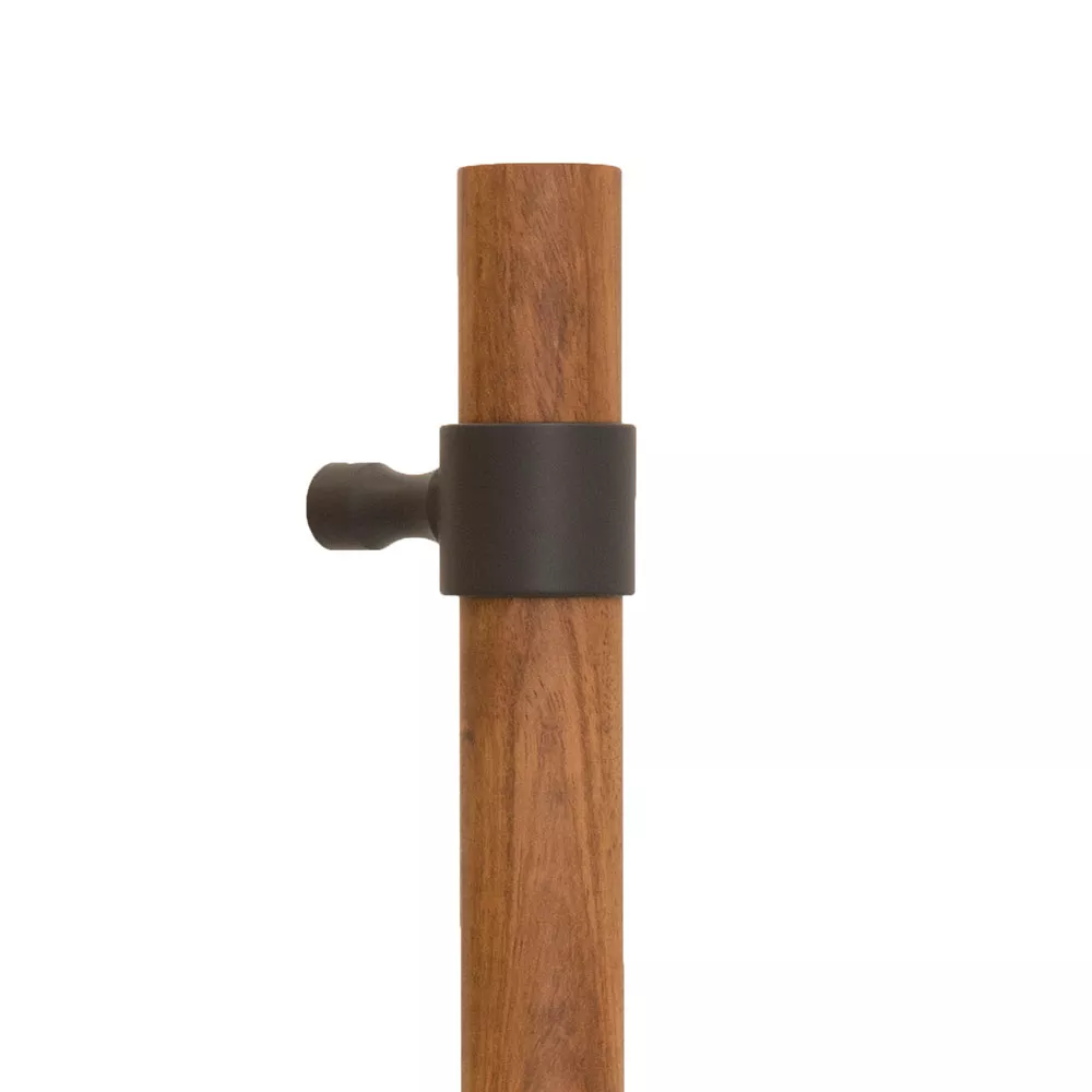 Livingston 100 Door Pull - 1" Solid Round Wood Grip, Wrap Around Hourglass Mounts In Brass