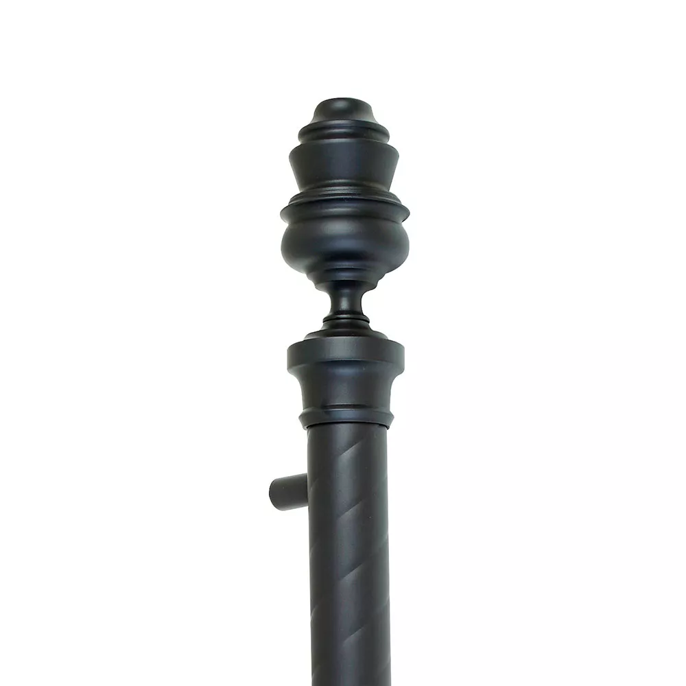 Madison 1 Door Pull - Tubular Round Roped Grip With Fancy Cone Finials And Brass Mounts