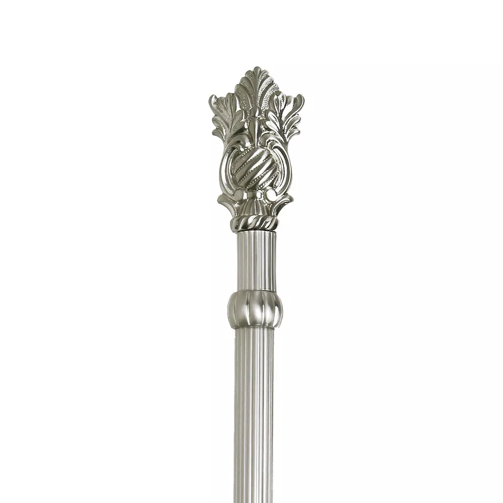 Olympic 1 Door Pull - 3/4" Tubular Round Reeded Grip With Bottom Finials & Wrap Around Brass Mount