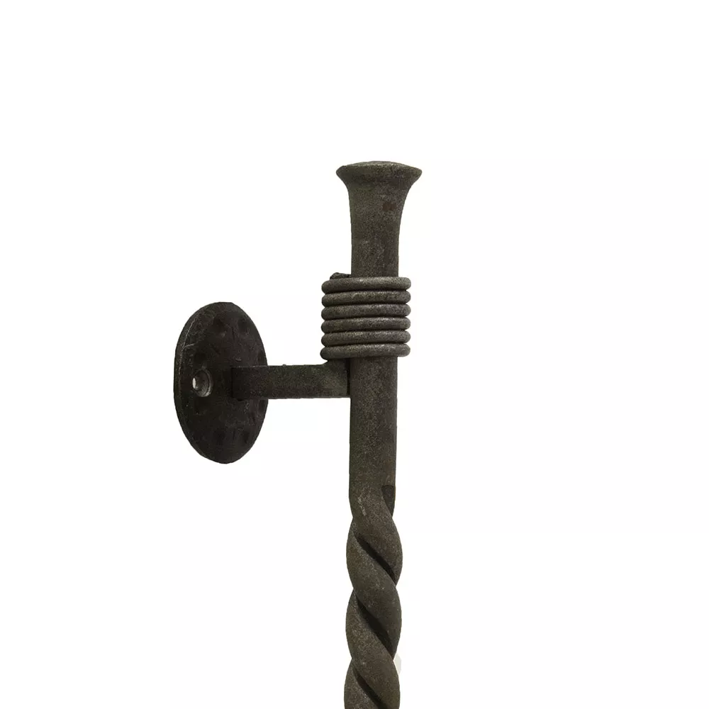 San Juan Solid Round Hand Forged Grip Door Pull With Twisted Center And Coil Rings